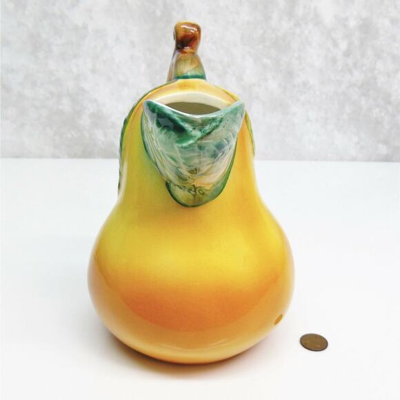 Salute Italia Pear Shaped Juice Pitcher 8.5" Yellow Green Figural Fruit Italy - Picture 5 of 8